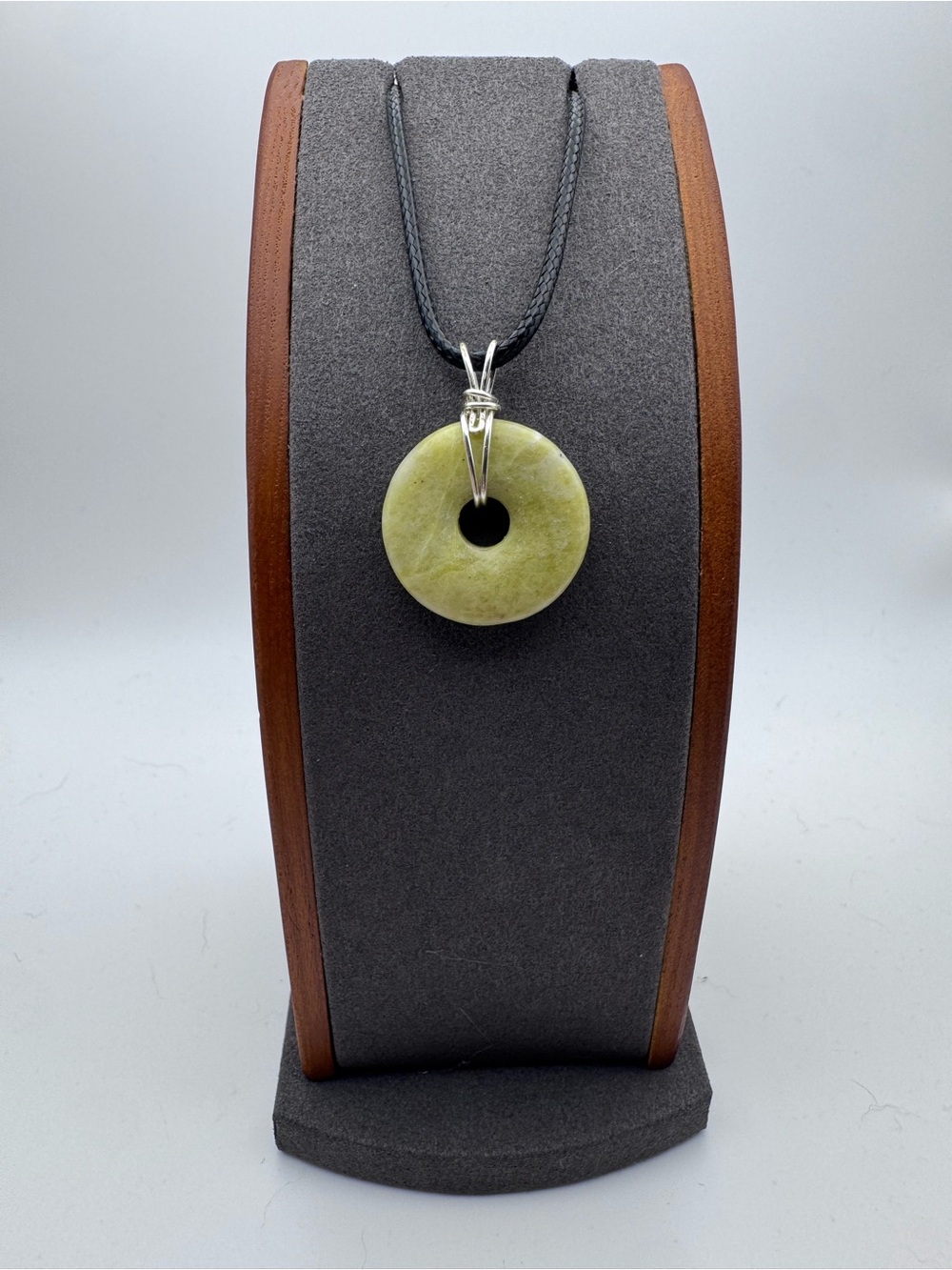 Handcrafted Lemon Jade Donut Pendant Necklace